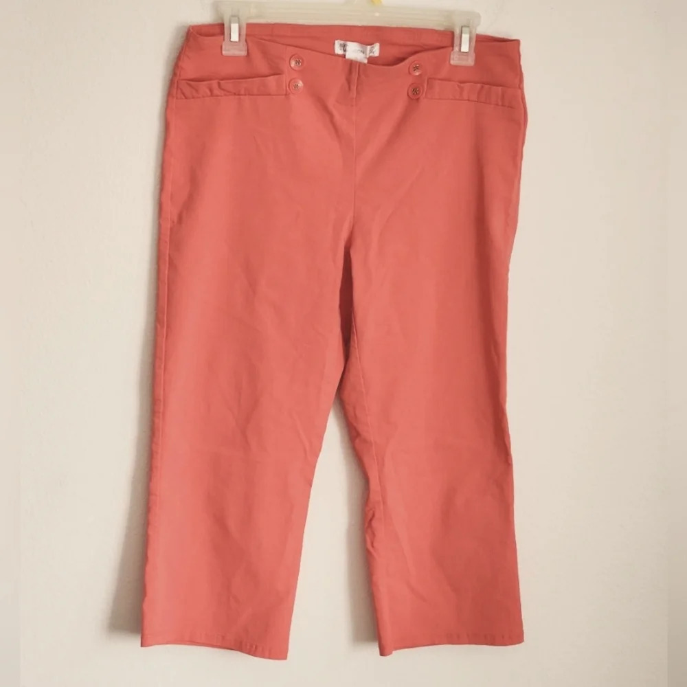 89th & Madison Pull-On Stretch Waistband Capris Front Faux Pockets Sz M